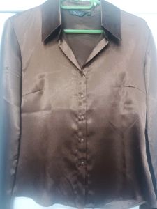 Adult Female Costumes to Hire - Brown Satin Blouse - SIZE 10